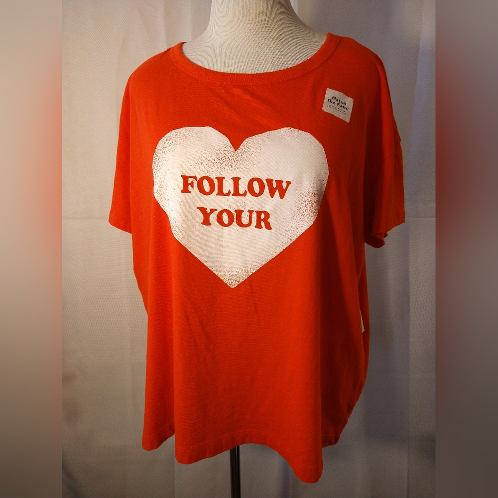 NEW Old Navy "FOLLOW YOUR ❤️" short sleeve red t-shirt VARIOUS SIZES
